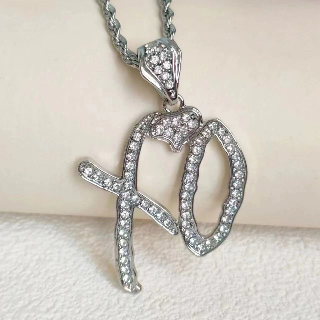 Letter Pendant Necklace with Vintage Chain