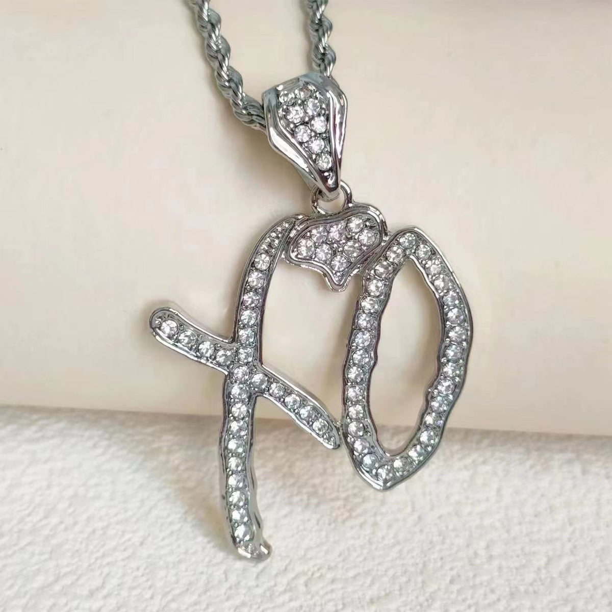 Letter Pendant Necklace with Vintage Chain