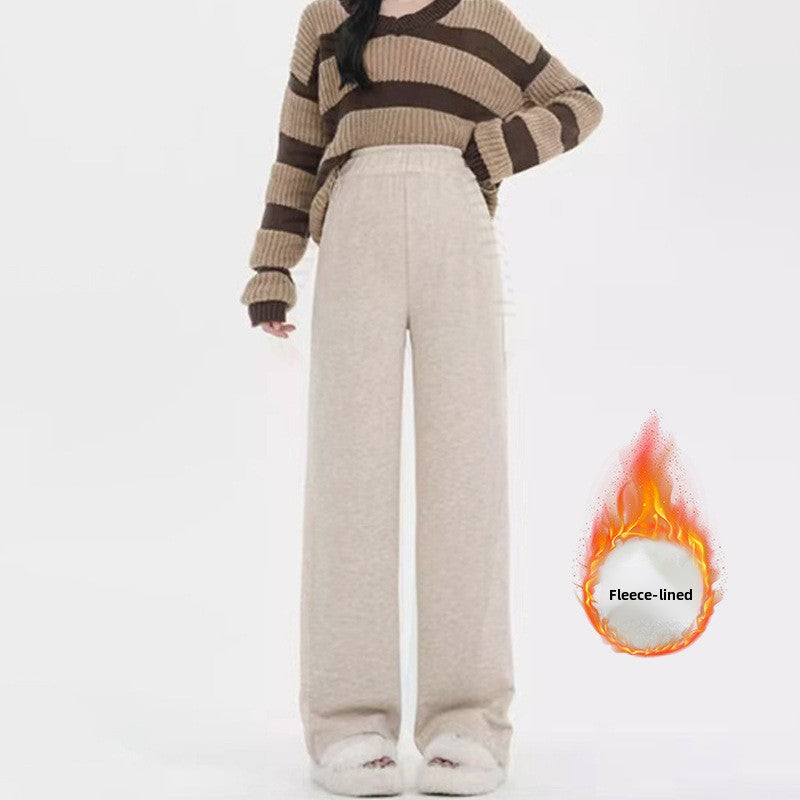 Maternity Wide-Leg Fleece-Lined Warm Leggings