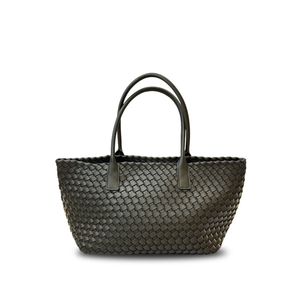 Genuine Leather Woven Tote Bag