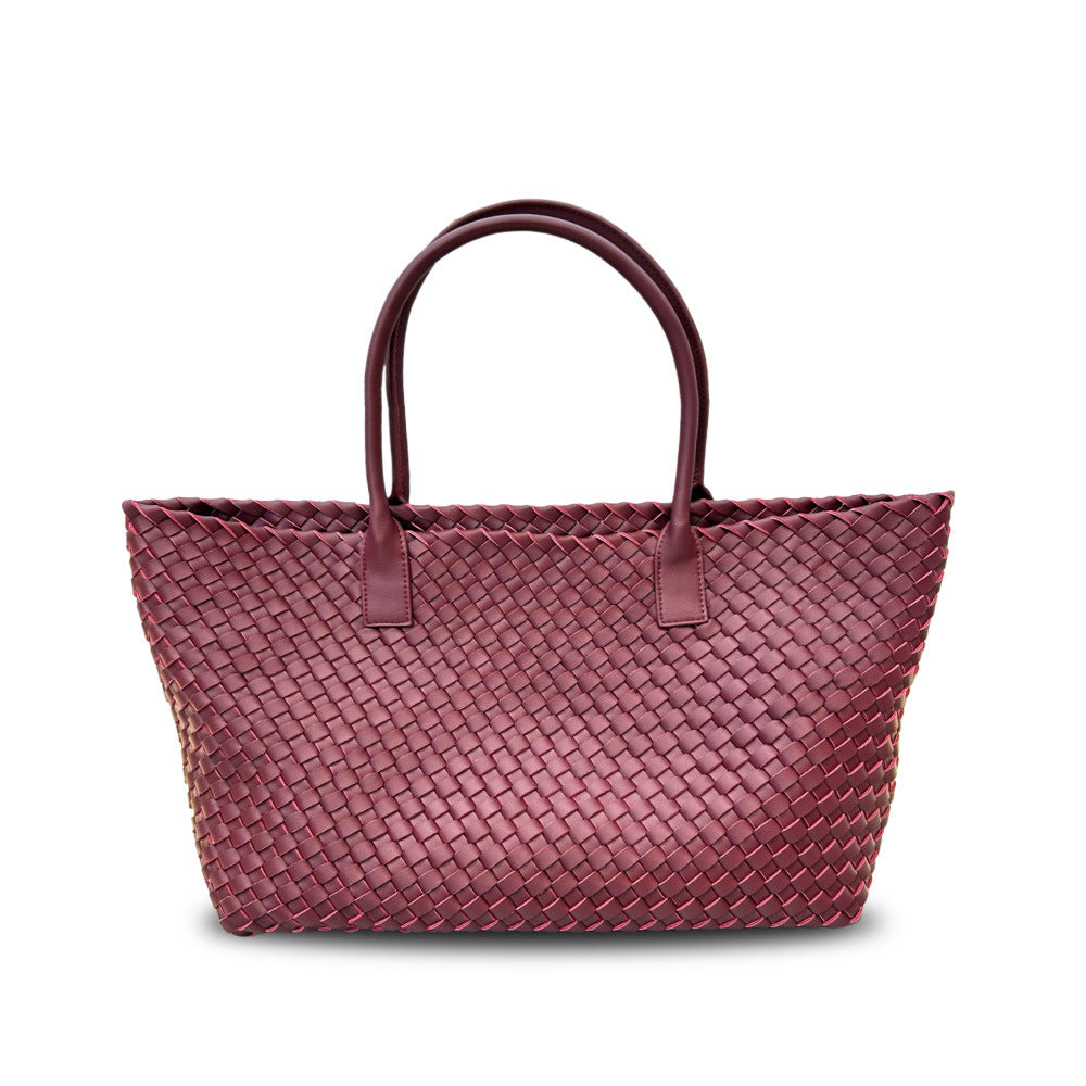 Genuine Leather Woven Tote Bag