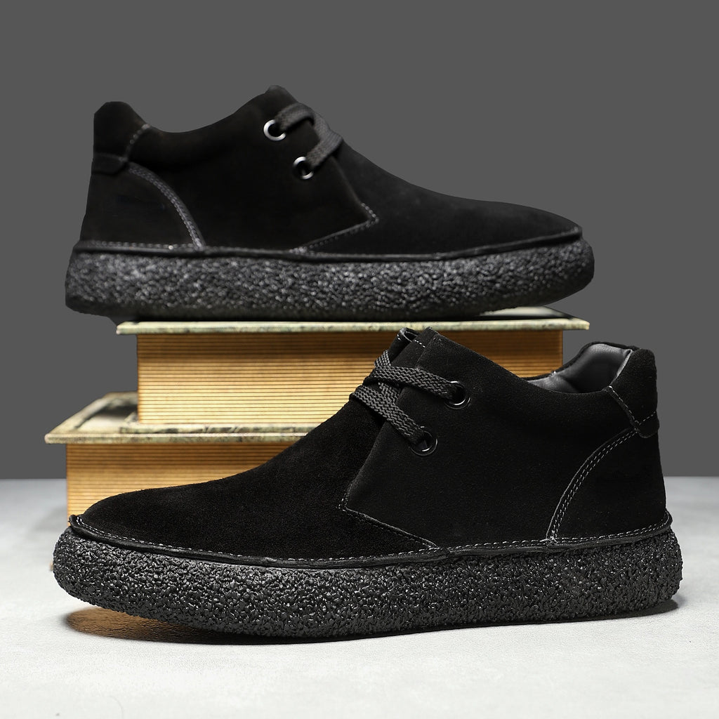 Mens Suede Leather Mid Top Casual Sneakers