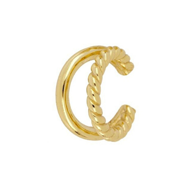 Light Luxury Zircon Inlaid 18K Gold Copper Ear Clip for Unisex