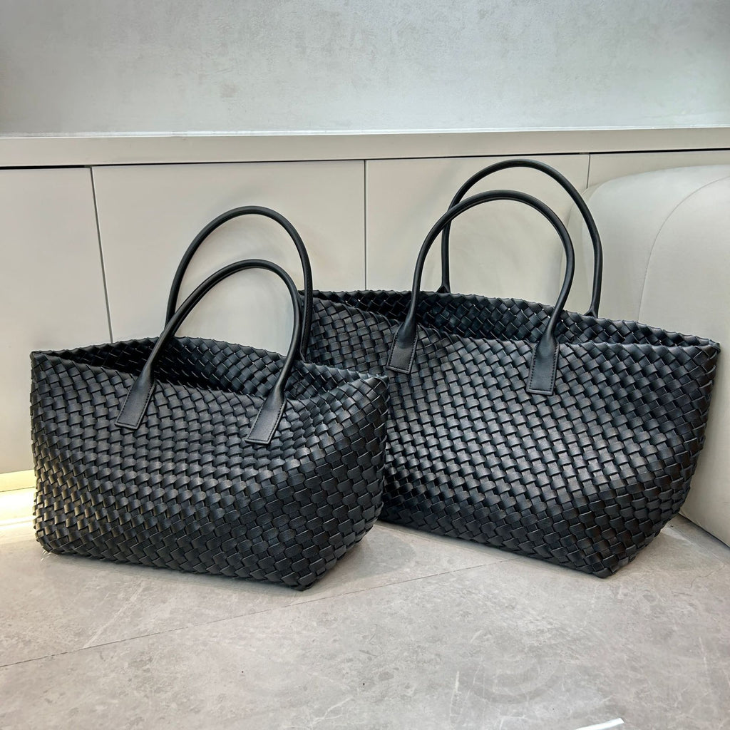 Genuine Leather Woven Tote Bag