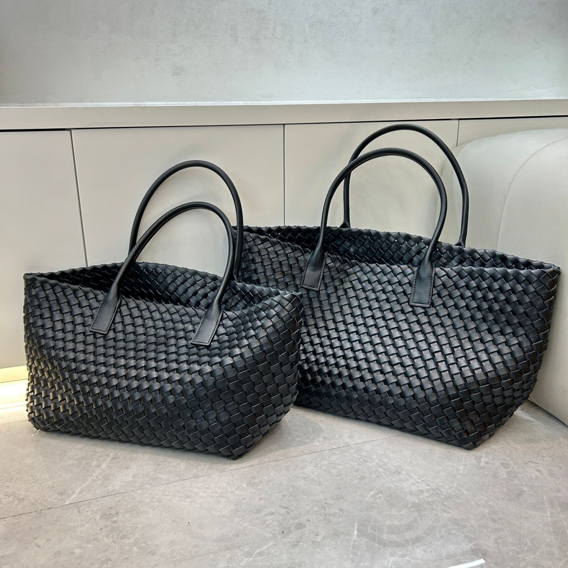 Genuine Leather Woven Tote Bag