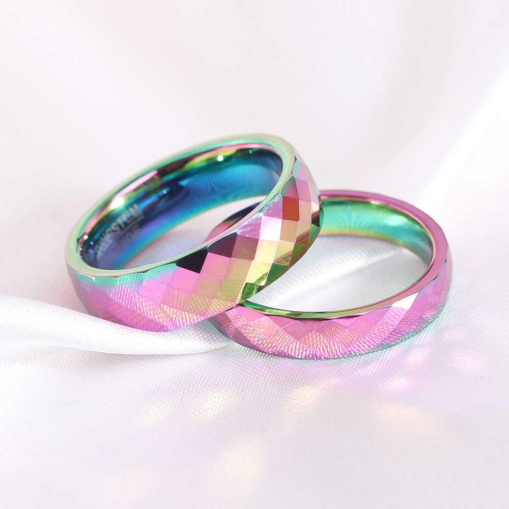 Gradient Color Tungsten Steel Ring ? Unisex Geometric Design.