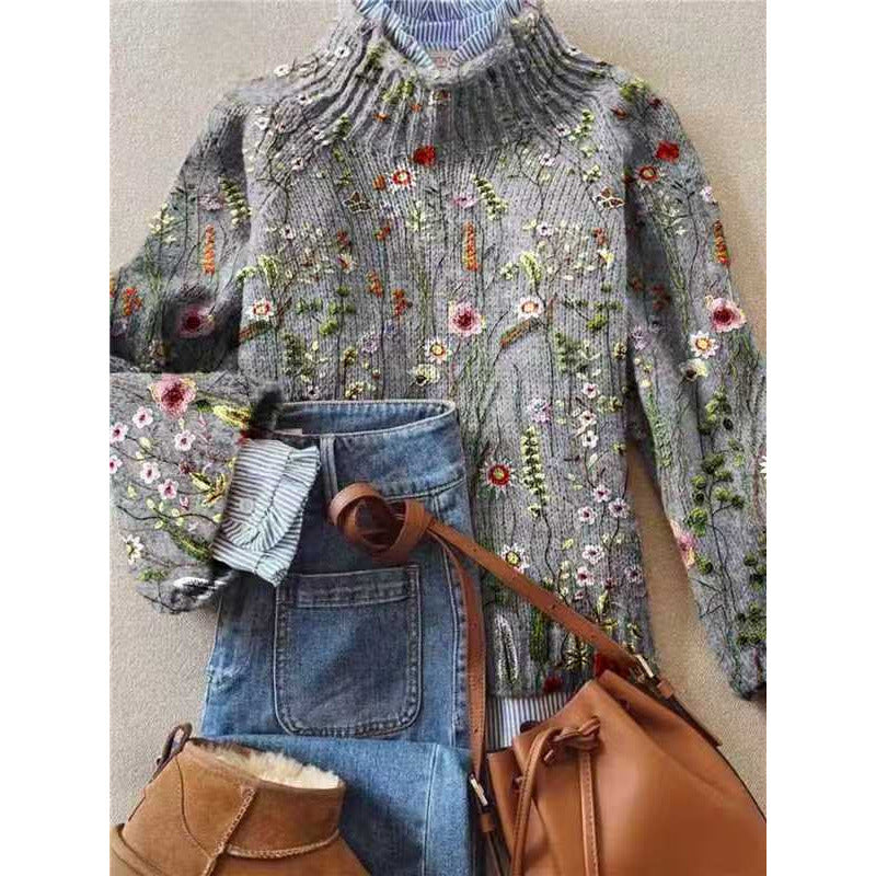 Print Women's High-Neck Faux Sweater