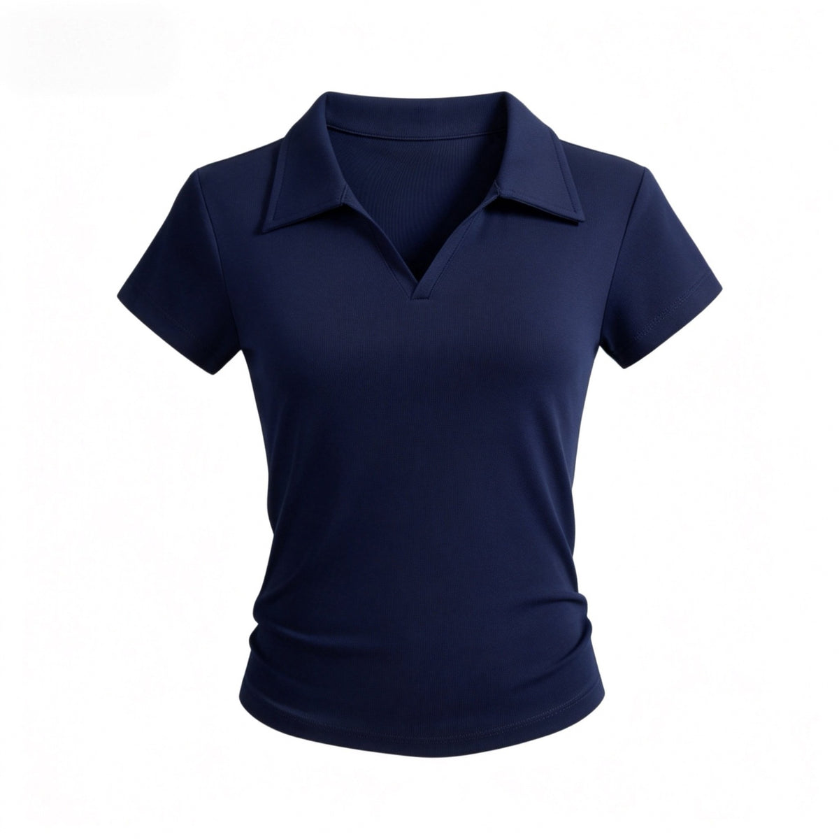 Small V-Neck,Short Fit, Waist-Cinching, Slim Fit Short-sleeve T-shirt