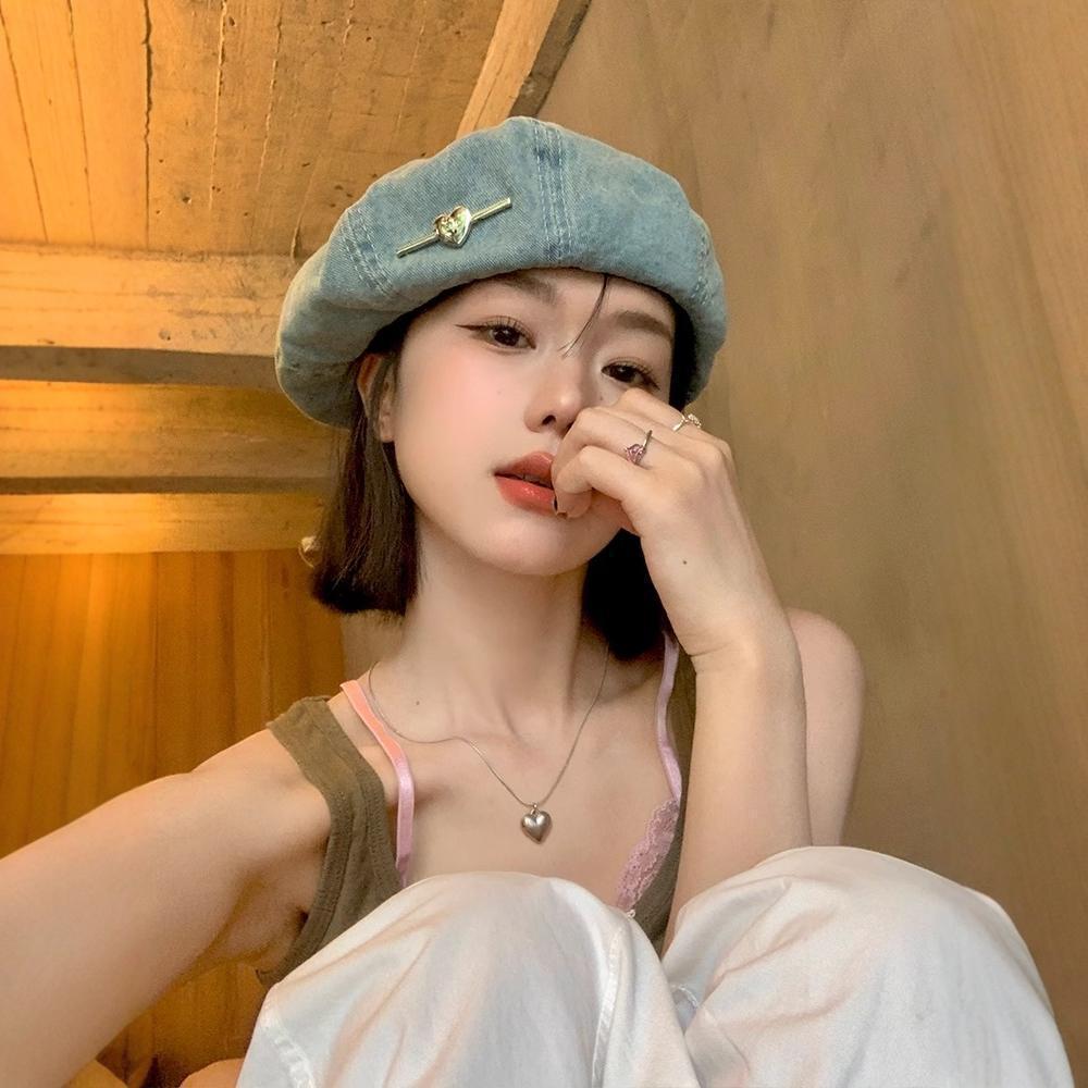 Washed Denim Newsboy Cap