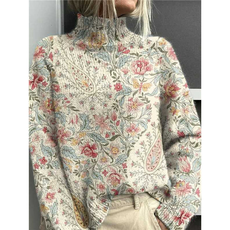 Print Women's High-Neck Faux Sweater