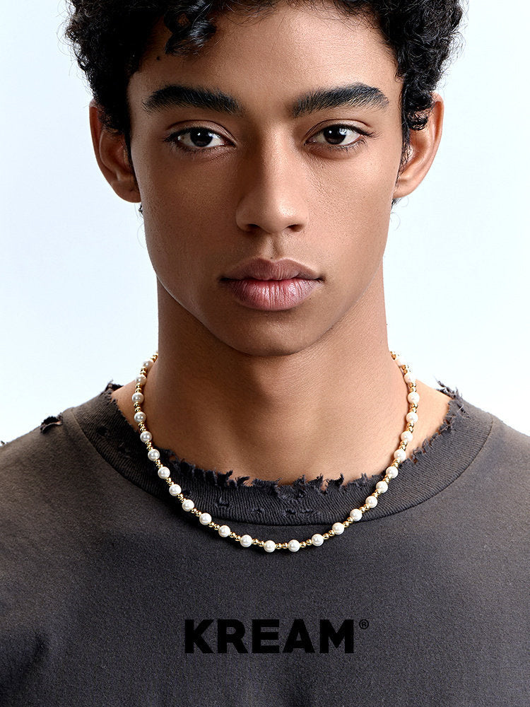 Gold Plated Shell Pearl Unisex Necklace
