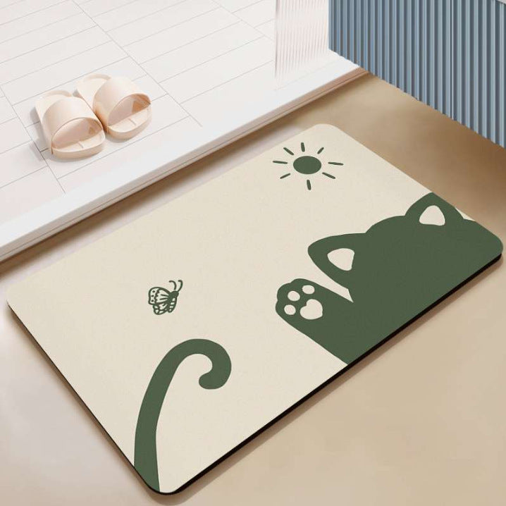 Japanese-style simple shower room door, absorbent floor mat household entrance, entrance cat floor mat solid color bathroom door mat