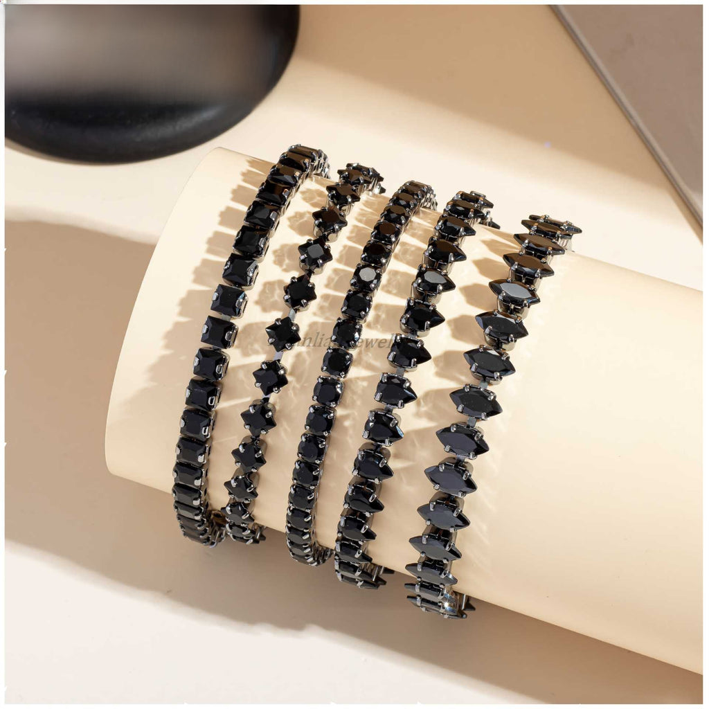 Unisex Black Zircon Geometric Bracelet