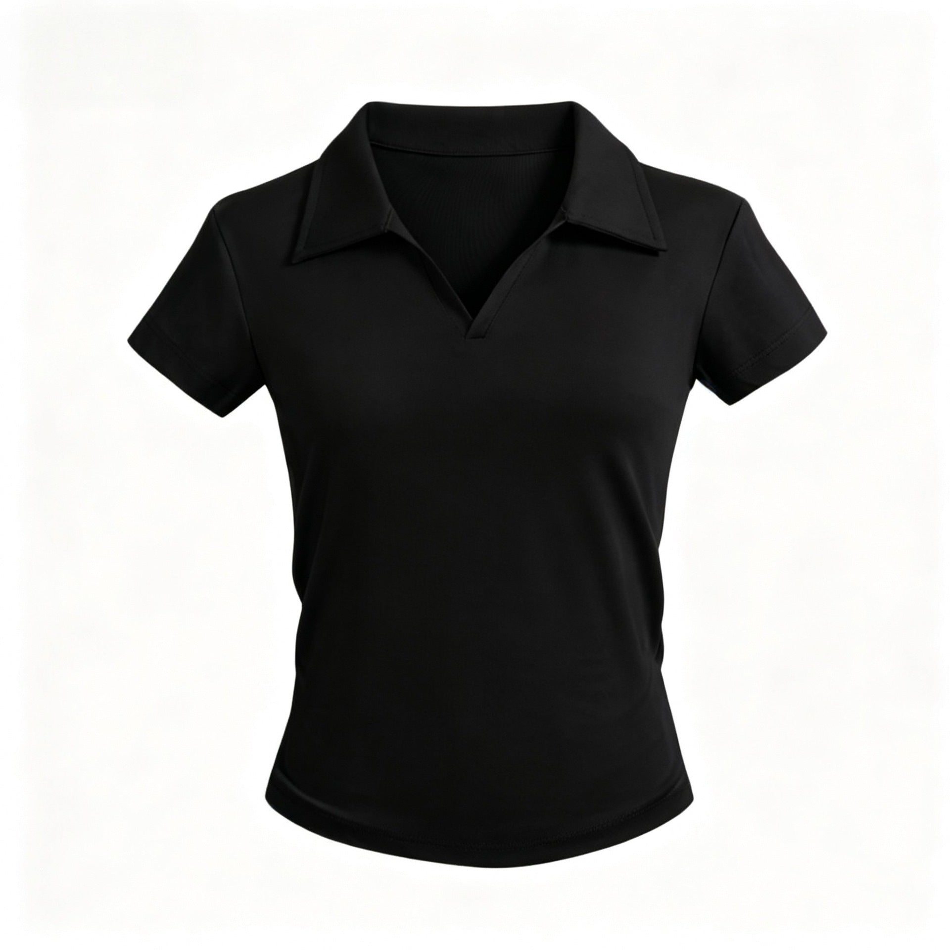 Small V-Neck,Short Fit, Waist-Cinching, Slim Fit Short-sleeve T-shirt