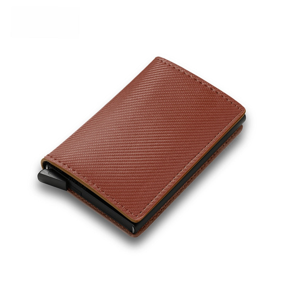 RFID Anti-Theft Automatic Pop-Up Card Holder Carbon Fiber Wallet
