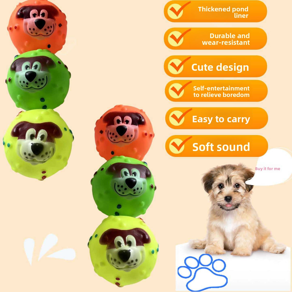 Vinyl Sound-Making Pet Toy Ball