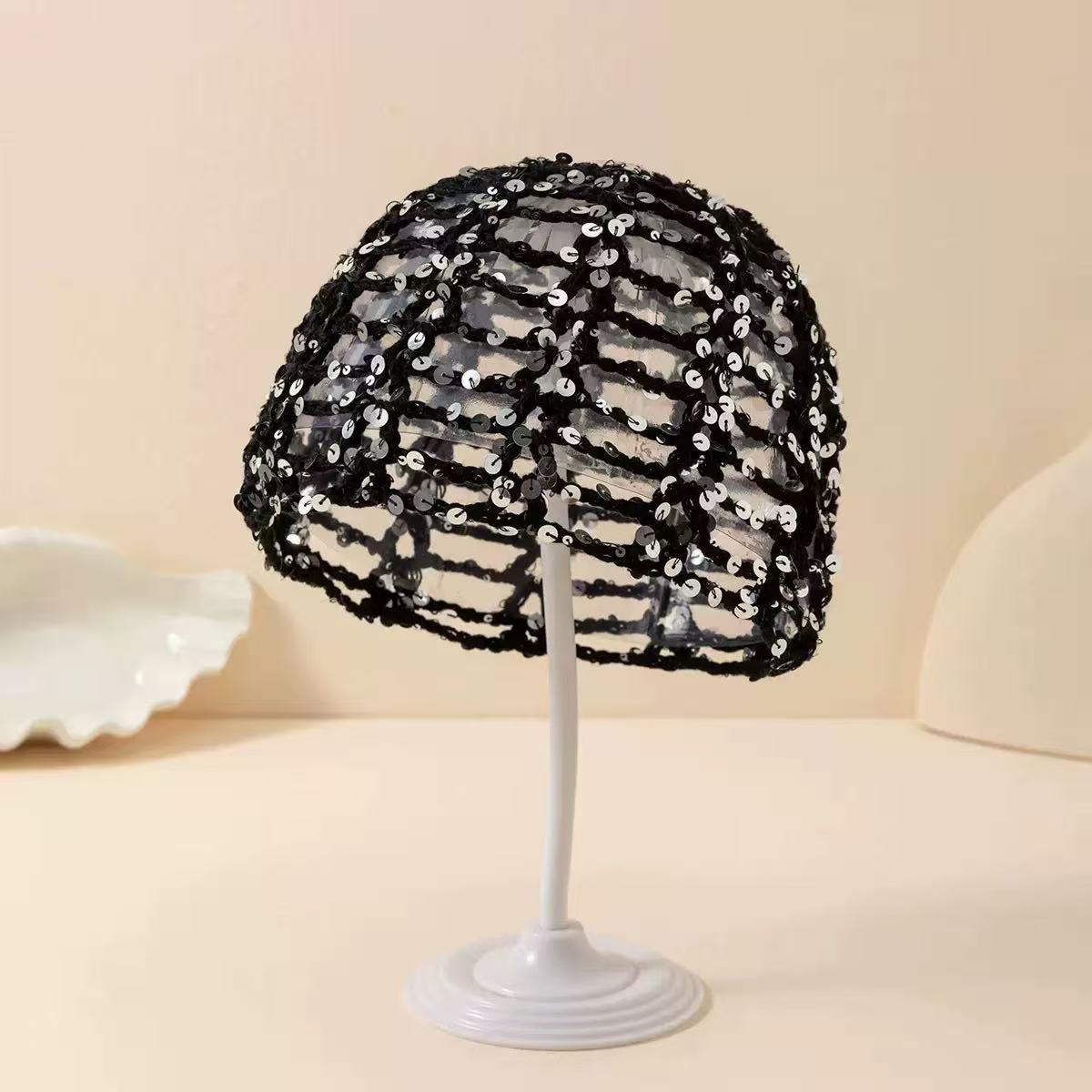 Handmade Knitted Mesh Sequin Headscarf Cap