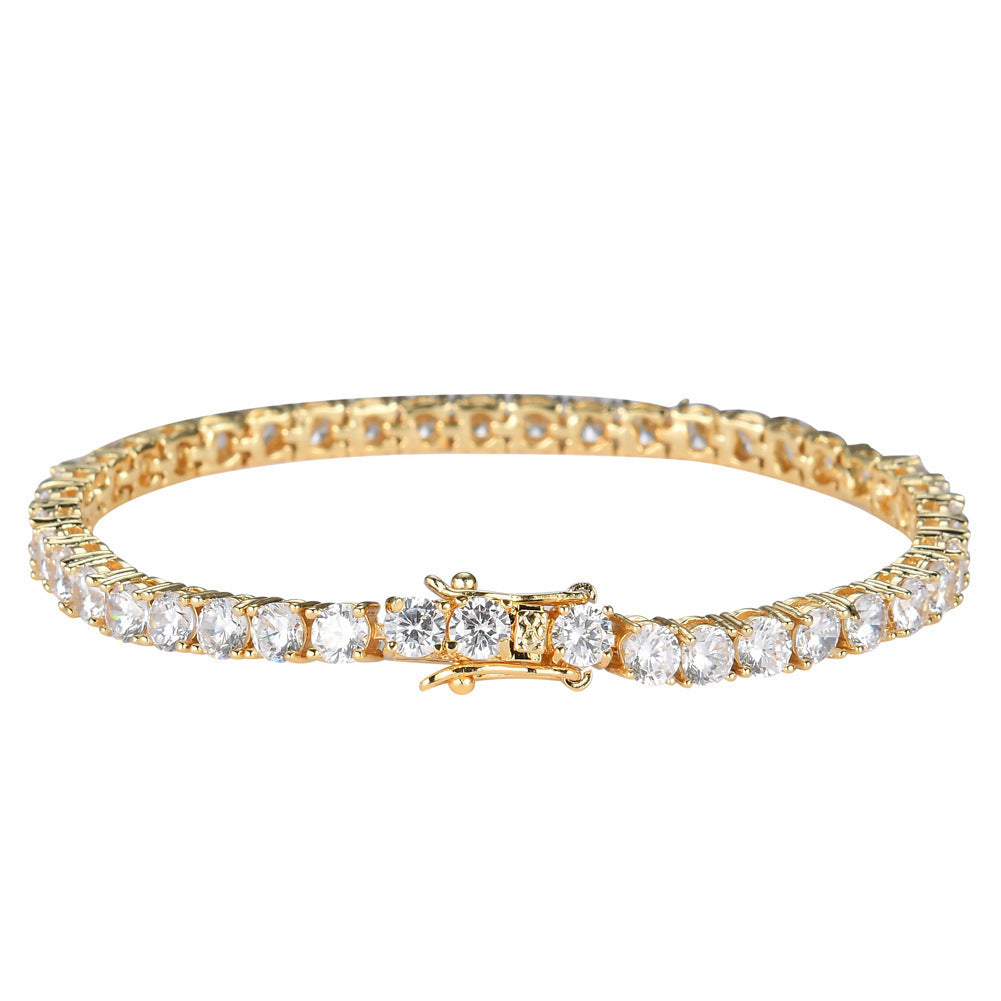 Hip Hop Tennis Chain 4mm Cubic Zirconia Full Diamond Bracelet Fashion Unisex Jewelry