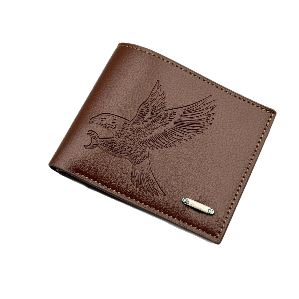Mens Short PU Leather Wallet with Eagle Design