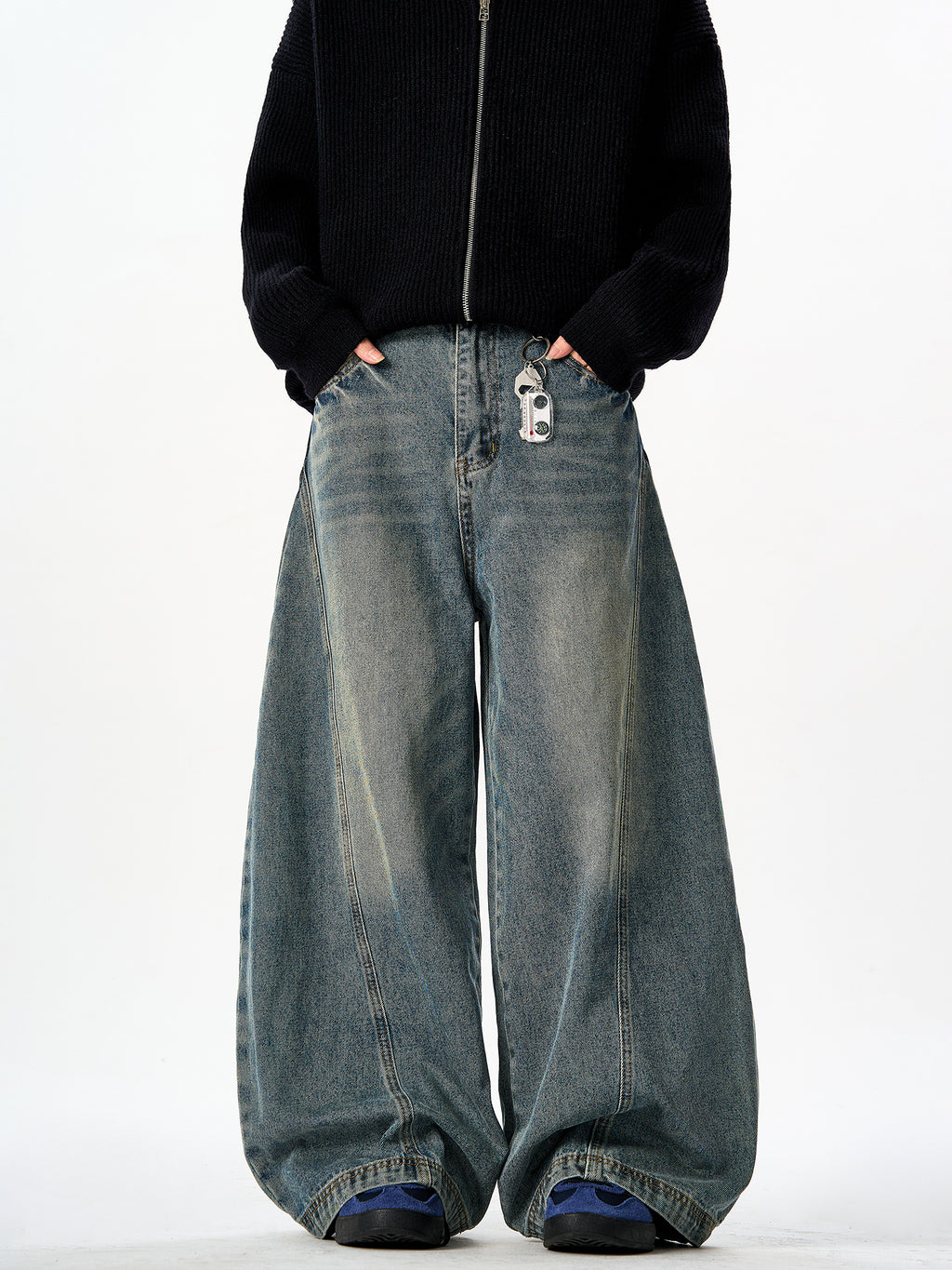American Retro Washed Denim Jeans Unisex Loose Straight-Leg Pants