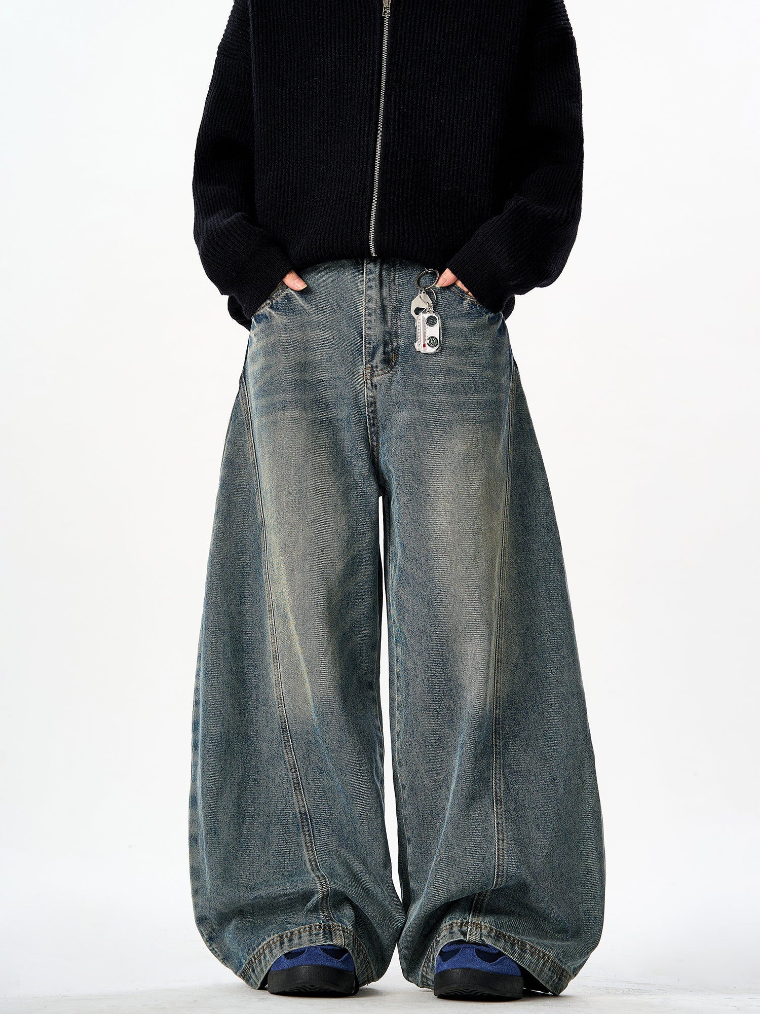 American Retro Washed Denim Jeans Unisex Loose Straight-Leg Pants
