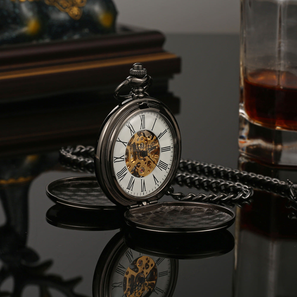 Double-opening two-sided mechanical pocket watch