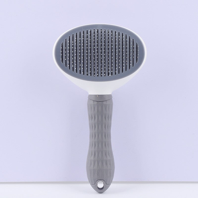 Stainless steel pet hair removal comb with automatic hair removal brush