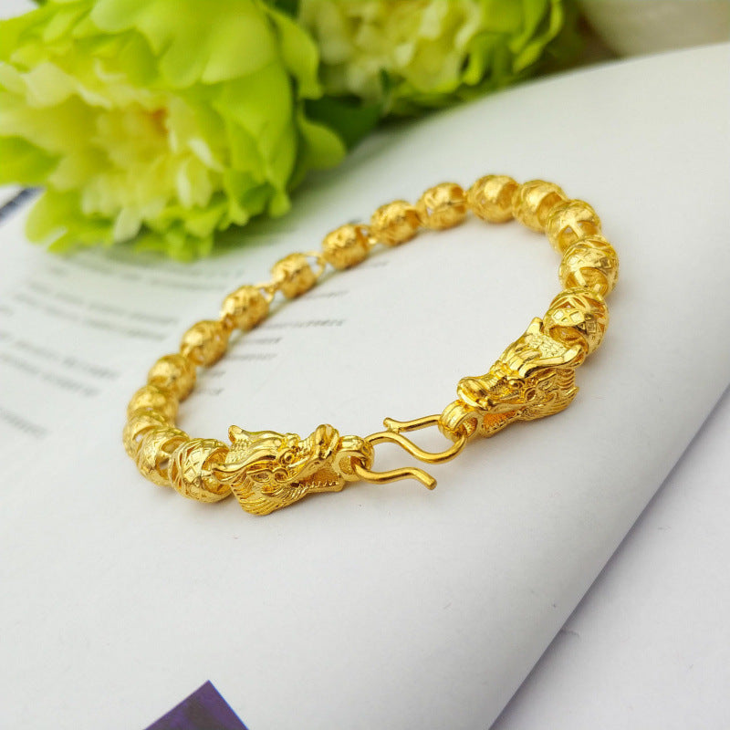 Vintage Dragon Head Gold Bracelet Unisex Hollow Design