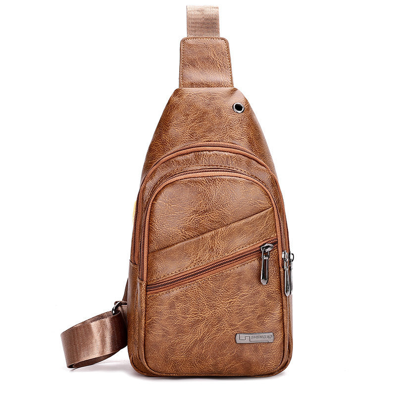 Mens PU Leather Crossbody Chest Bag