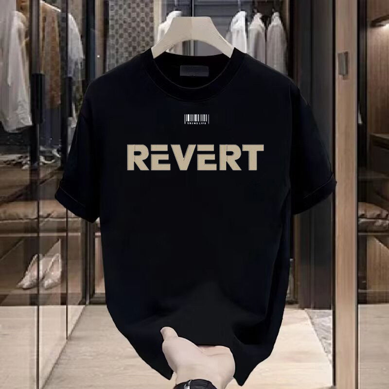 Mens Cotton Short Sleeve Tshirt Loose Fit Printed Tops