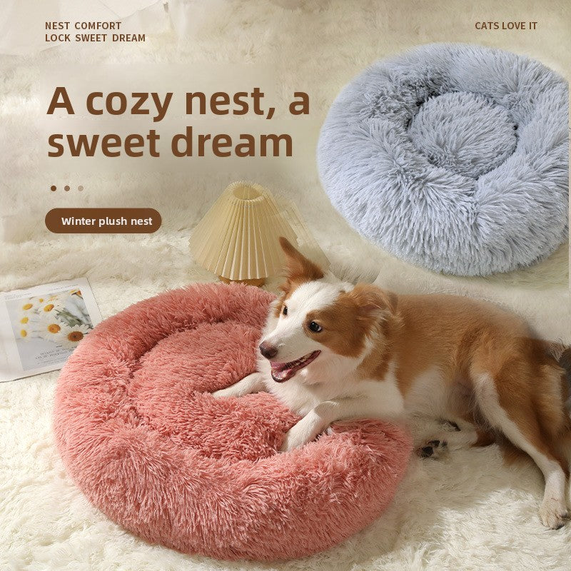 Plush pet bed
