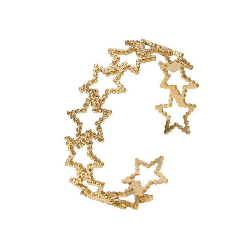 Hollow Five-Pointed Star Opening Bracelet