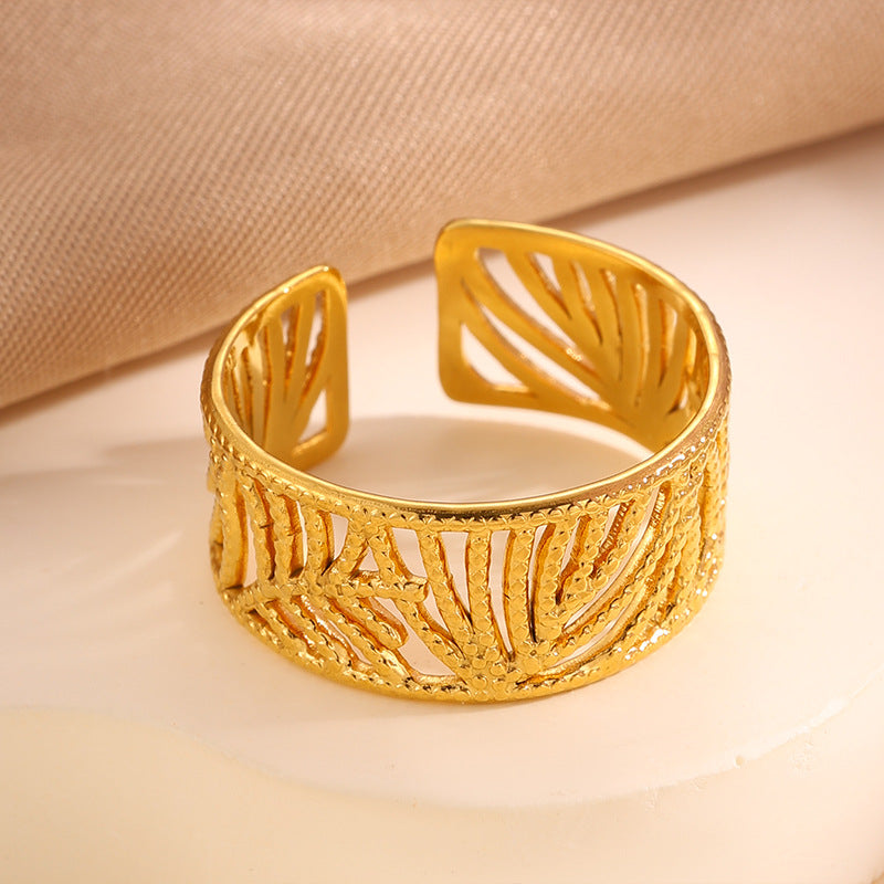 Adjustable Stainless Steel Opening Ring with Celestial Designs