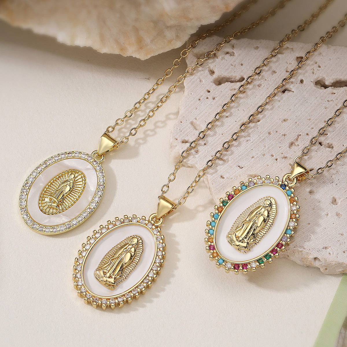 Geometric Zirconia Pendant Necklace
