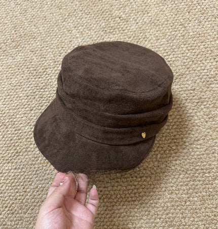 Wide Brim Suede Flat Top Hat