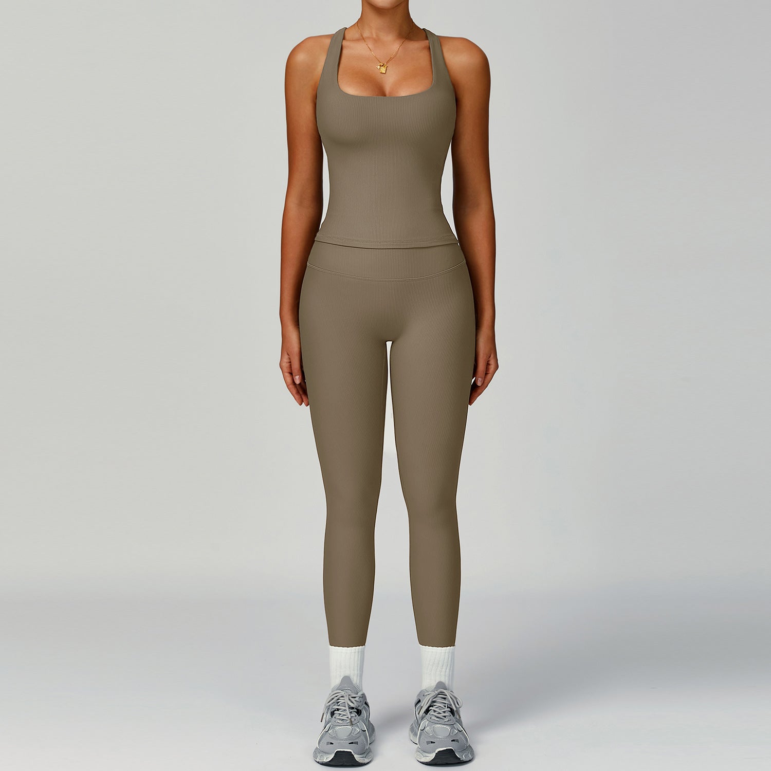 Womens High-Waisted Yoga Set with Moisture-Wicking Fabric