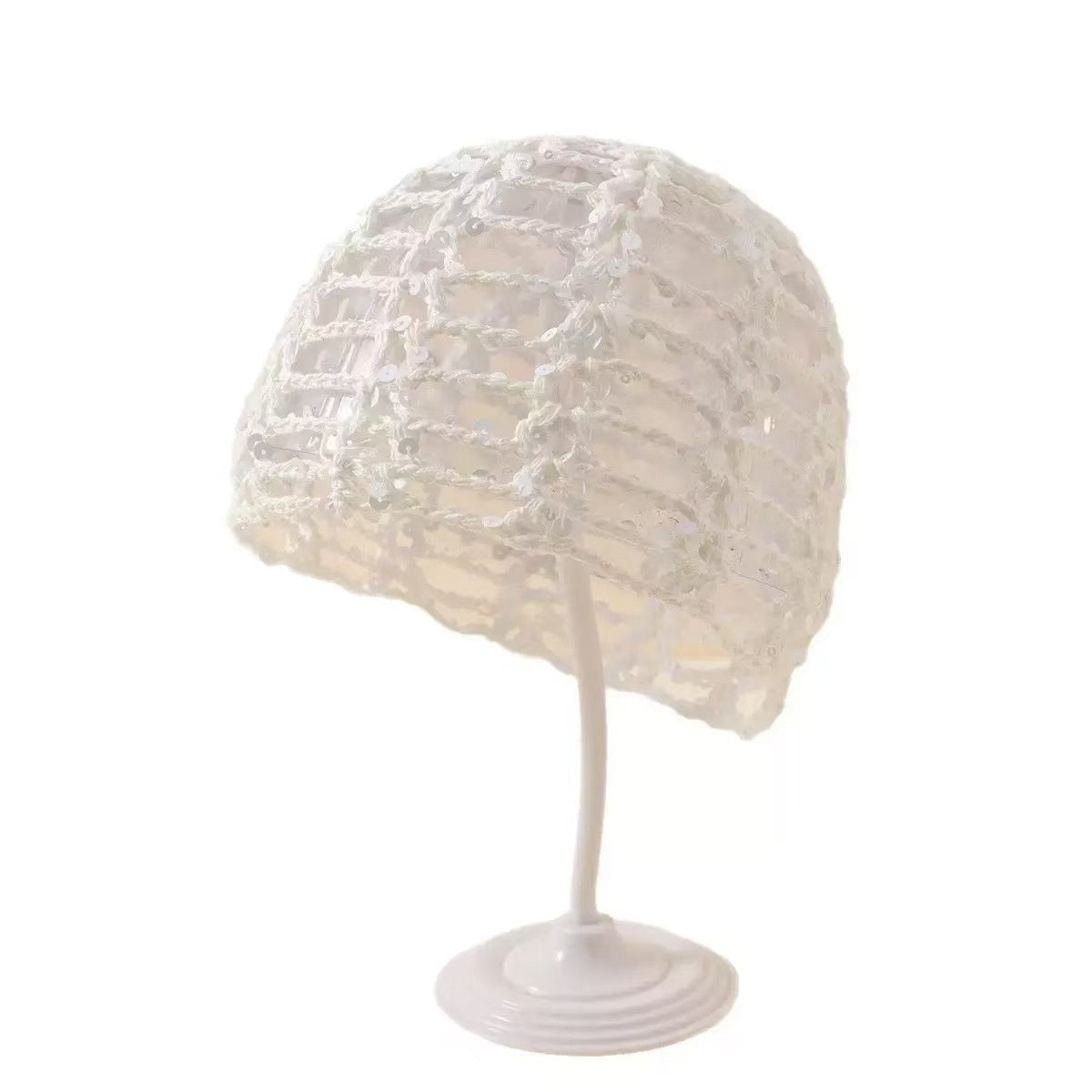 Handmade Knitted Mesh Sequin Headscarf Cap