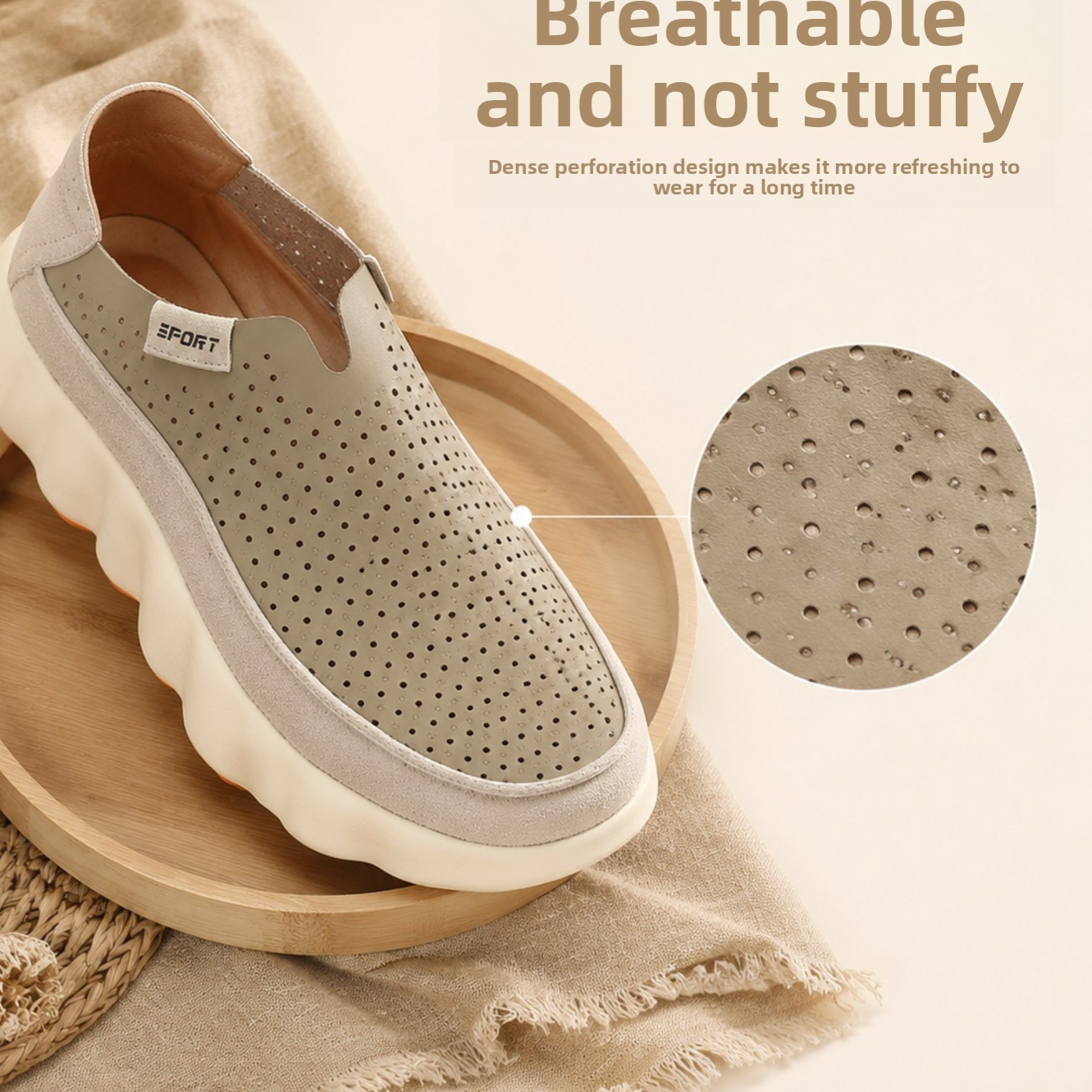 Perforated Breathable Slip-On Casual Shoes