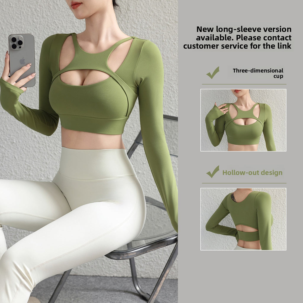 Double-Sided Brushed Fabric Hollow-Out Beauty Back Sports Bra
