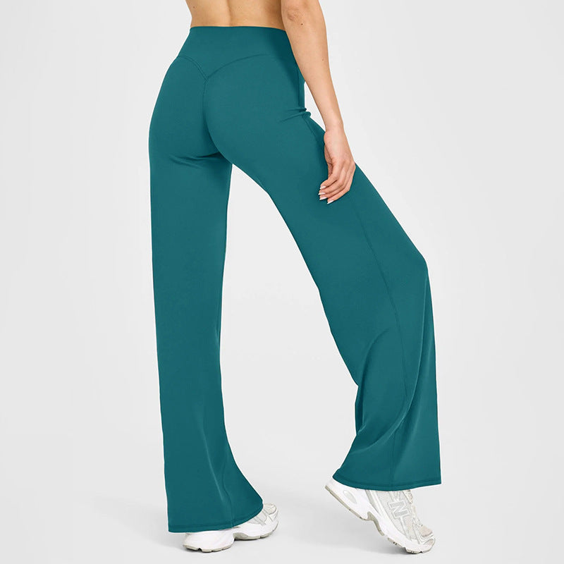 Loose Straight Leg Yoga Pants for Women High Waist Tummy Control Breathable Fitness Leggings