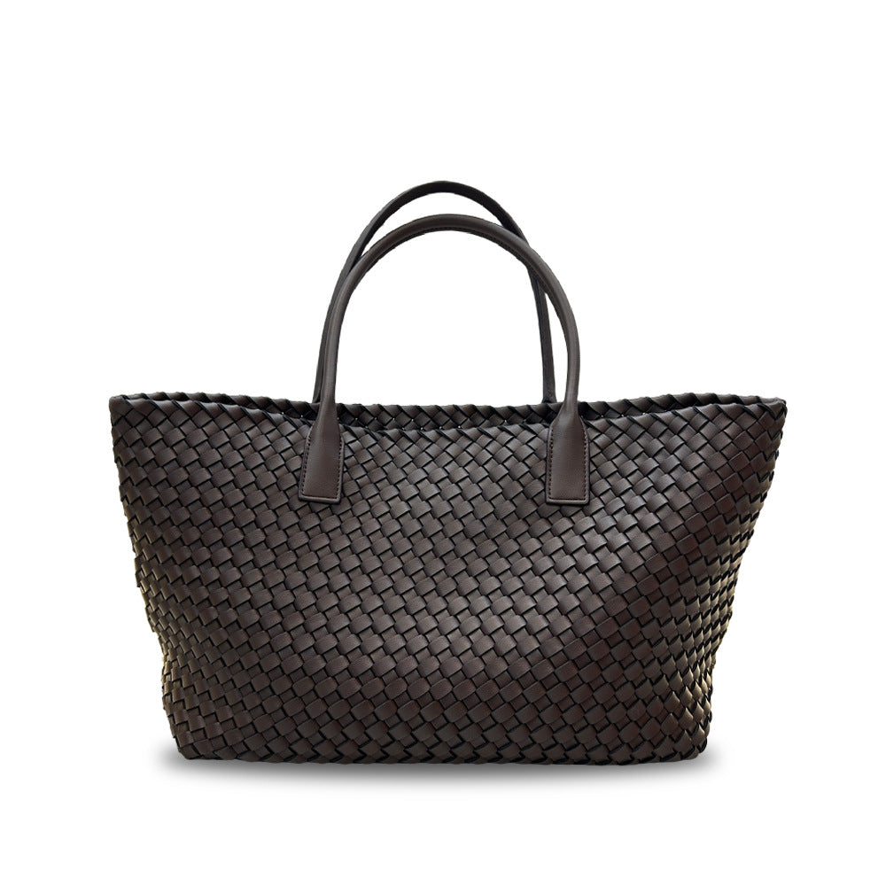 Genuine Leather Woven Tote Bag
