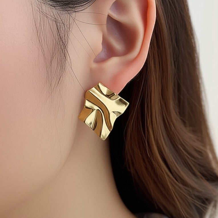 Geometric Gold Plated Titanium Steel Earrings