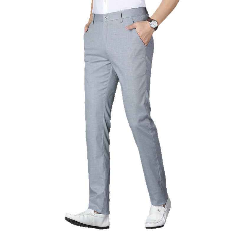 Mens Linen Blend Straight Leg Trousers
