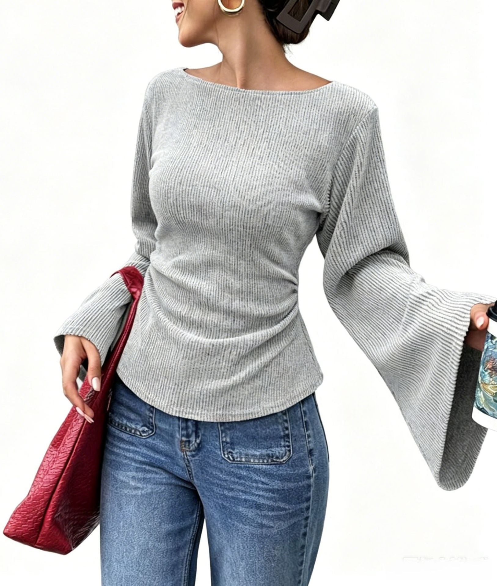 Brushed long-sleeve T-shirt