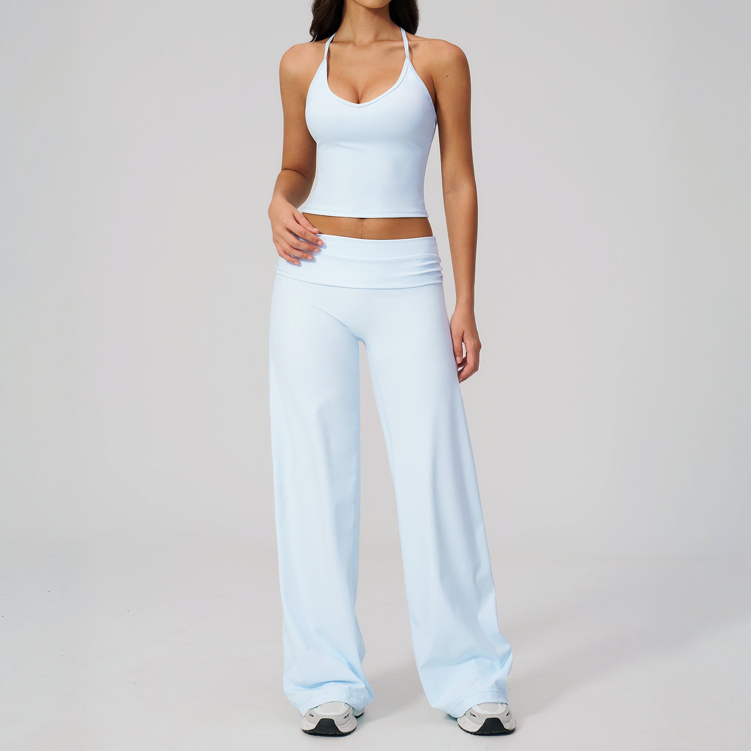 Women's Racerback Yoga Set with Wide-Leg Pants