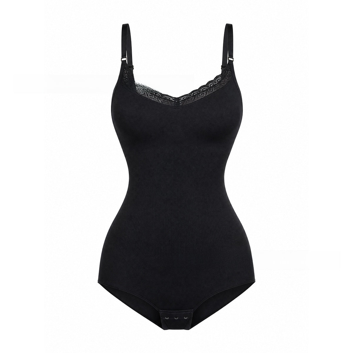 Lace Trim Adjustable Strap Shapewear Bodysuit