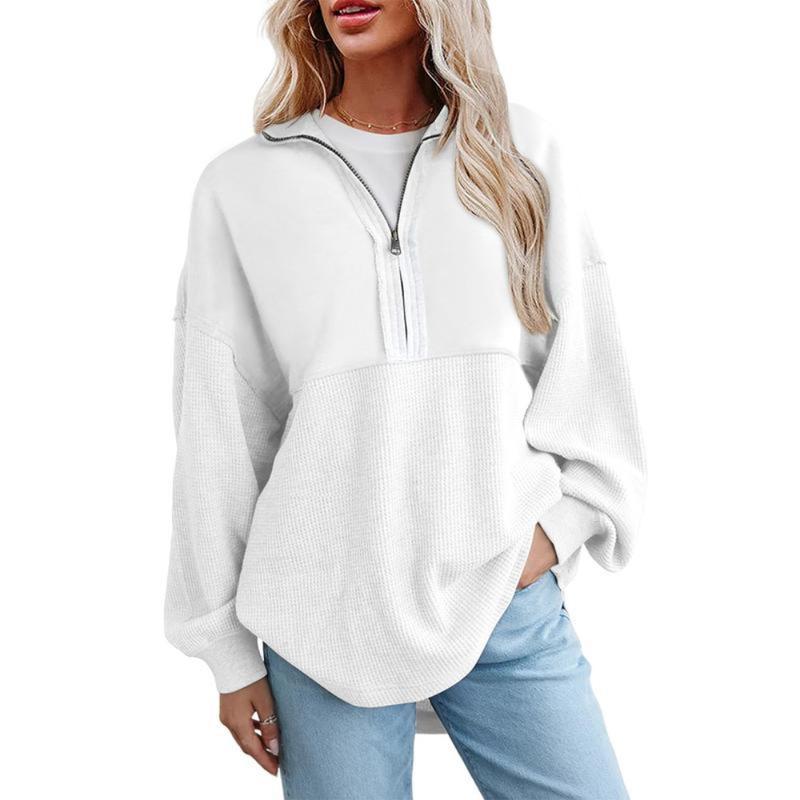 Zipper V Neck Hooded Sweatshirt