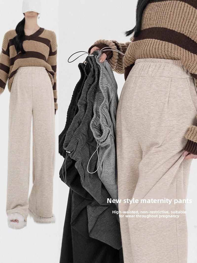 Maternity Wide-Leg Fleece-Lined Warm Leggings