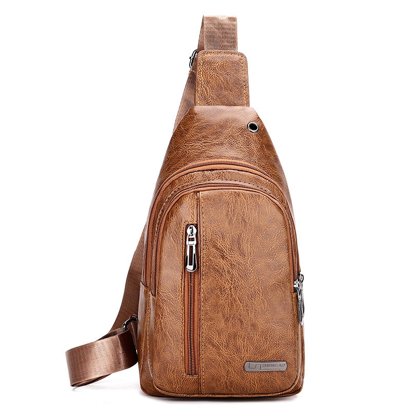 Mens PU Leather Crossbody Chest Bag