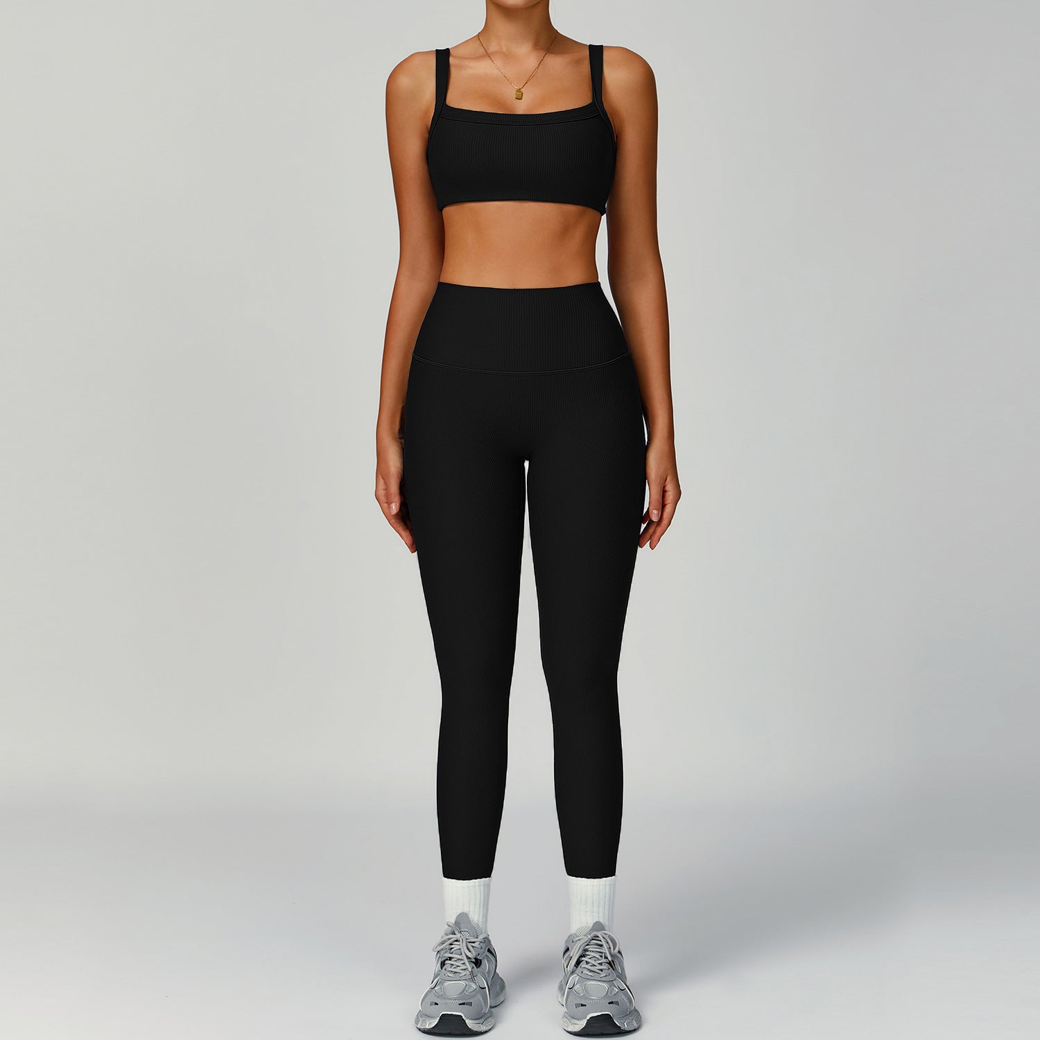 Womens High-Waisted Yoga Set with Moisture-Wicking Fabric